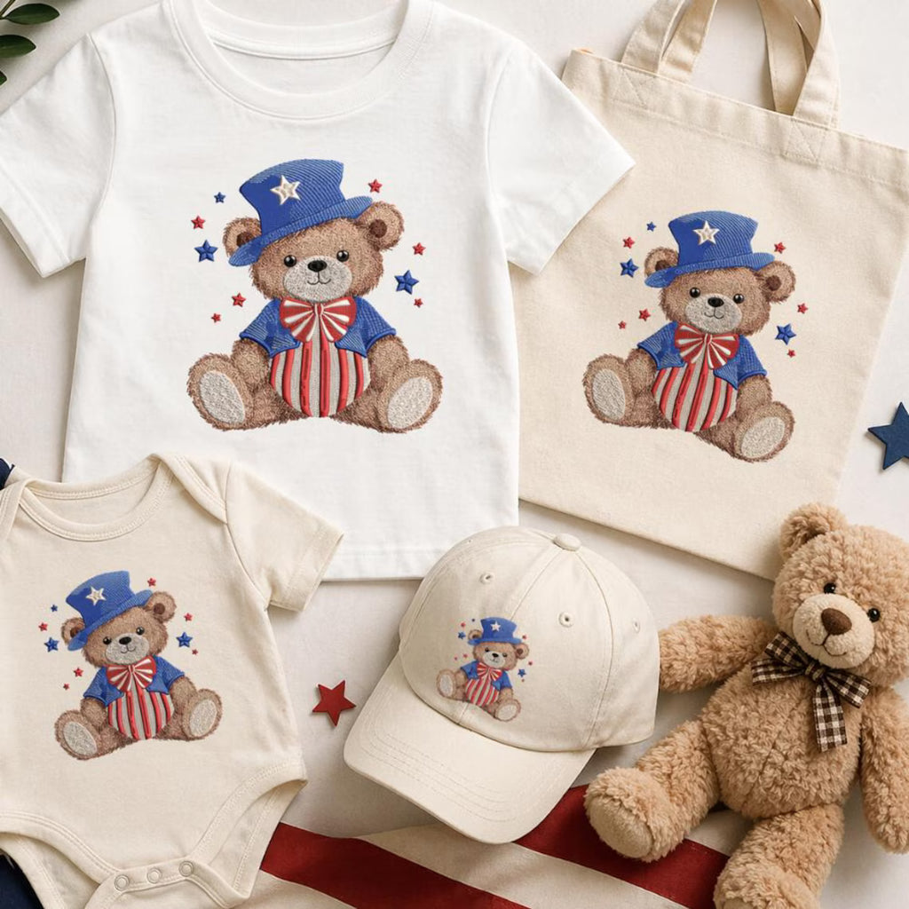 Set 9 USA Embroidery Bundle Design,American Flag Embroidery Design Patriotic Flag Embroidery Design, 4th of July, Teddy Bear Embroidery