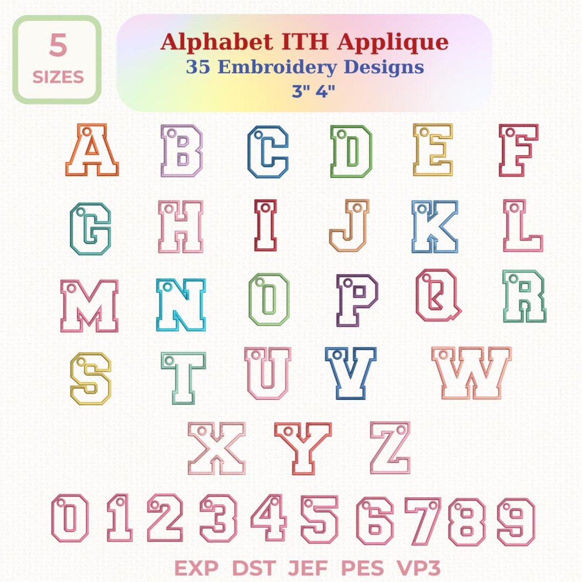 ITH Alphabet Bag Tag Embroidery Font, BX Font, Monogram A-Z, In The Hoop Backpack Charm, Girls School Bag Tag, dst,des, exp, jep, vp3